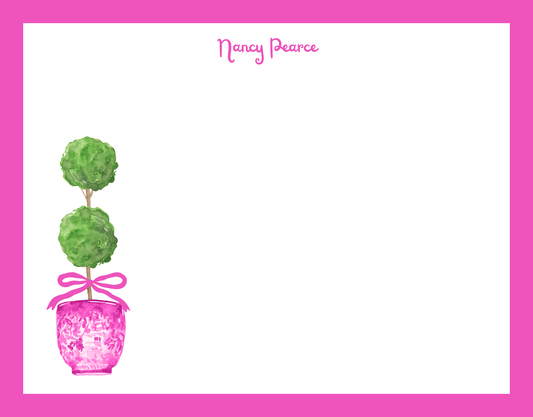 Mimi Paper Flat Note Personalized - Boxwood Topiary