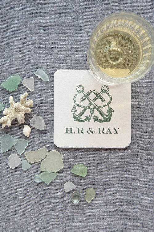 Letterpress Coaster - Double Anchor