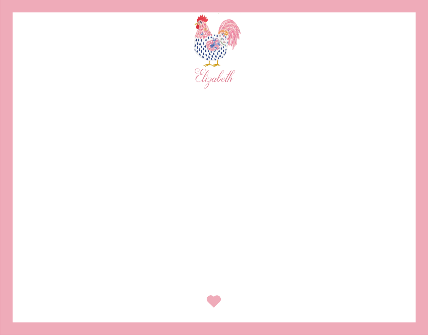 Mimi Paper Flat Note Personalized - Chicken Blue and Pink