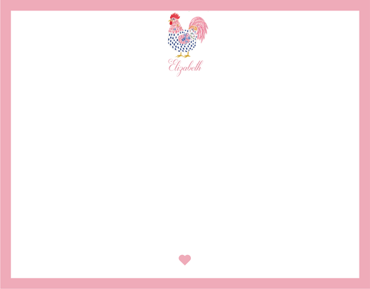 Mimi Paper Flat Note Personalized - Chicken Blue and Pink