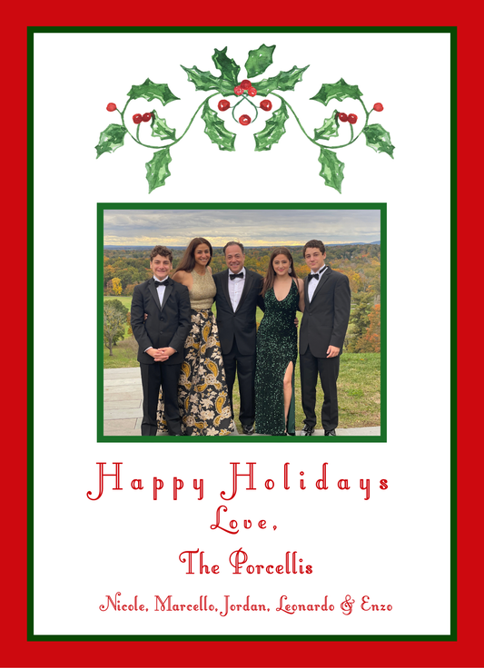 Mimi Paper Holiday Photo Card - Christmas Holly
