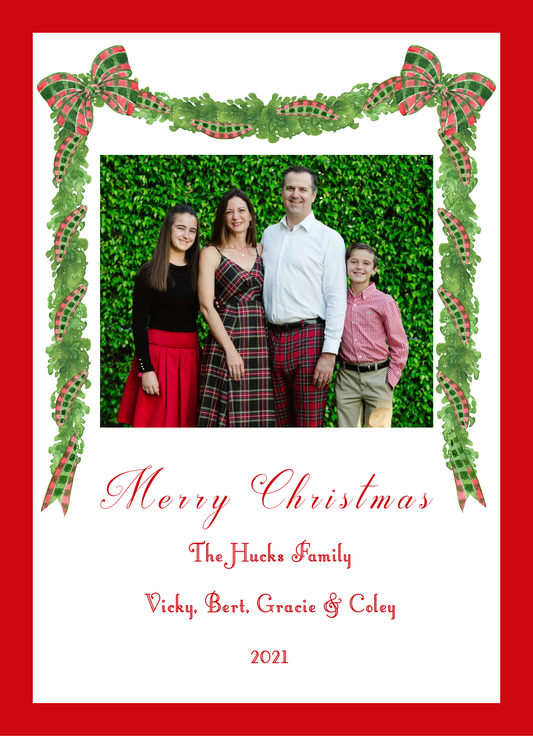 Mimi Paper Holiday Photo Card - Plaid Garland