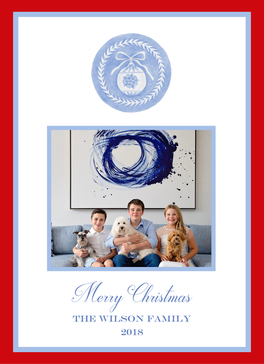 Mimi Paper Holiday Photo Card - Wedgewood Ornament