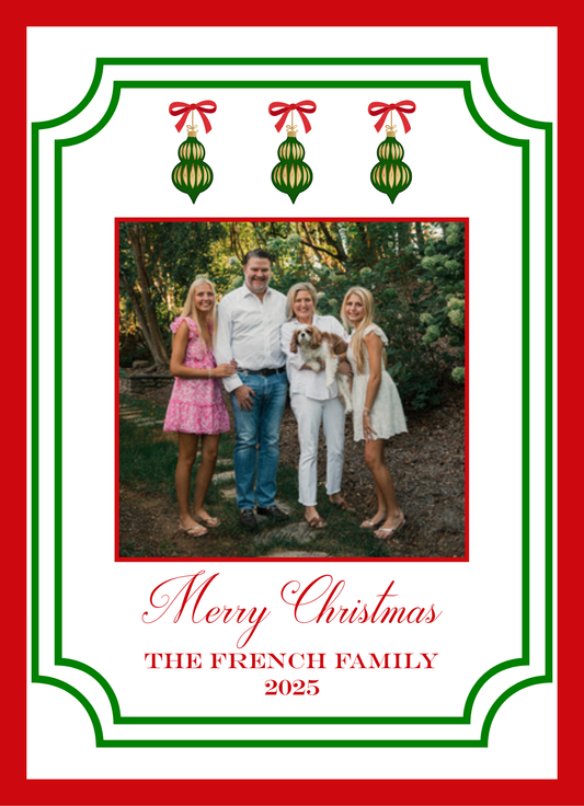 Mimi Paper Holiday Photo Card - Three Oraments and Frame