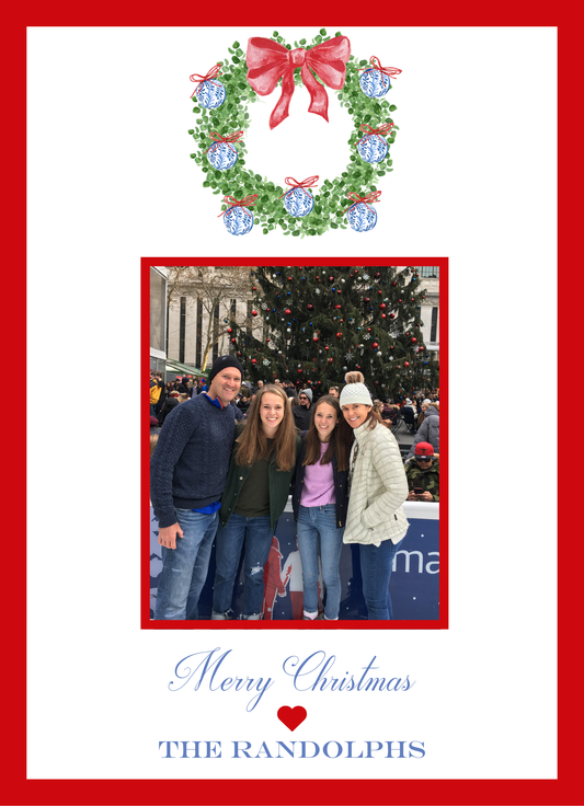 Mimi Paper Holiday Photo Card - Chinoiserie Wreath