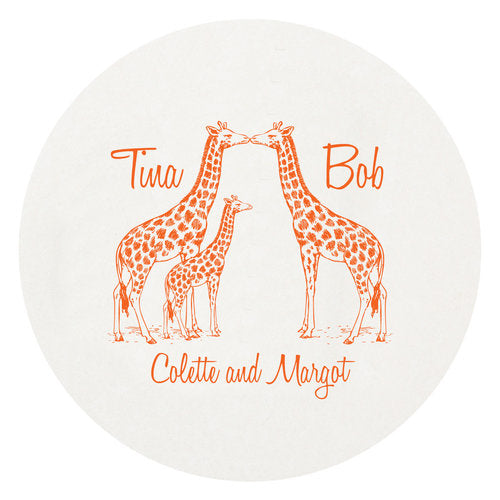 Letterpress Coaster - Giraffes
