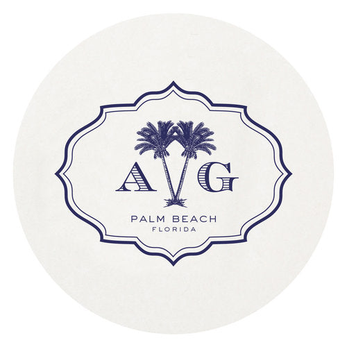 Letterpress Coaster - M63 Palm Monogram