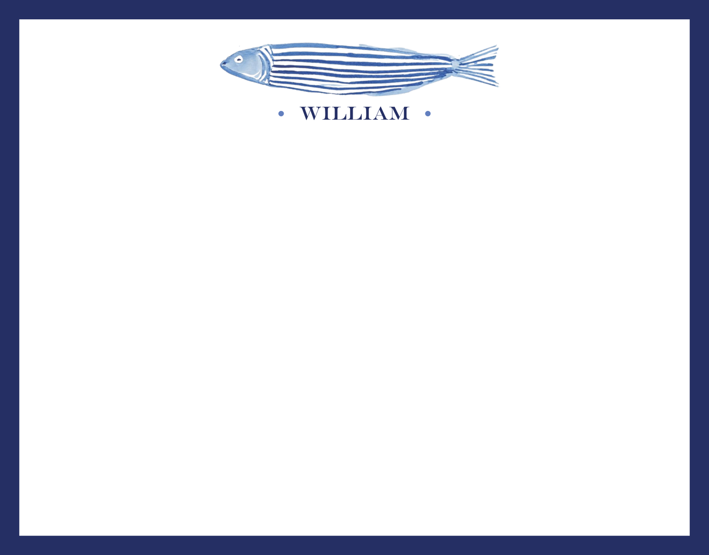 Mimi Paper Flat Note Personalized - Blue Fish