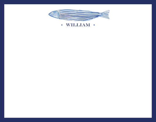 Mimi Paper Flat Note Personalized - Blue Fish
