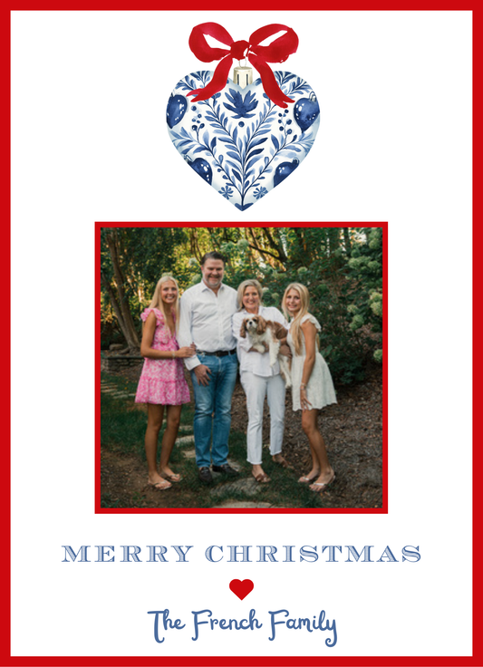 Mimi Paper Holiday Photo Card - Chinoiserie Heart