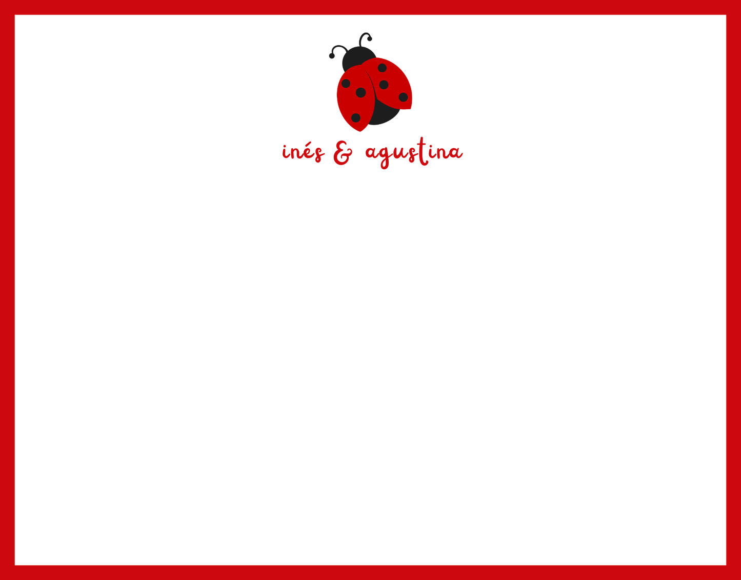 Mimi Paper Flat Note Personalized - Ladybug