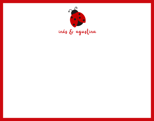 Mimi Paper Flat Note Personalized - Ladybug