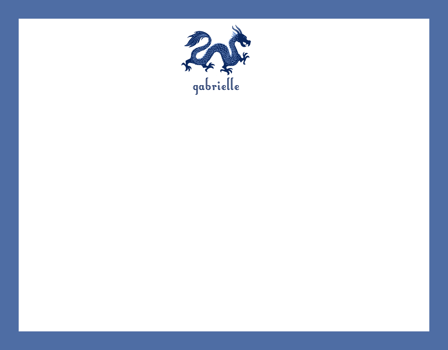 Mimi Paper Flat Note Personalized - Blue Dragon