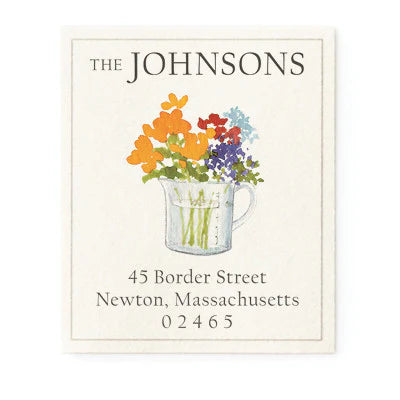 Return Address Label -Flowers in a Measuring Cup