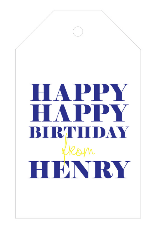 Letterpress Tag - T12 Happy Happy Birthday