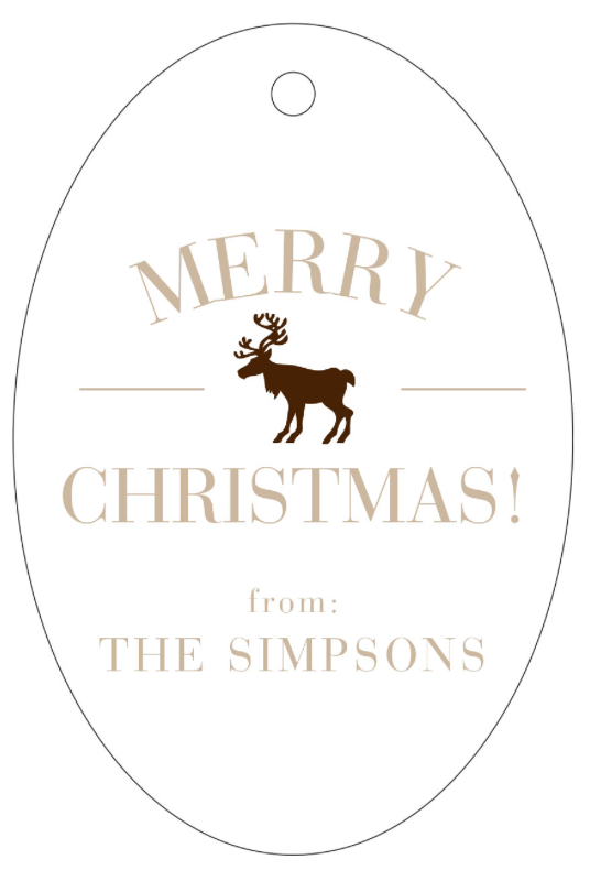 Letterpress Tag Holiday- T43 Merry Christmas Moose