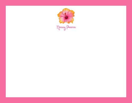 Mimi Paper Flat Note Personalized - Hibiscus