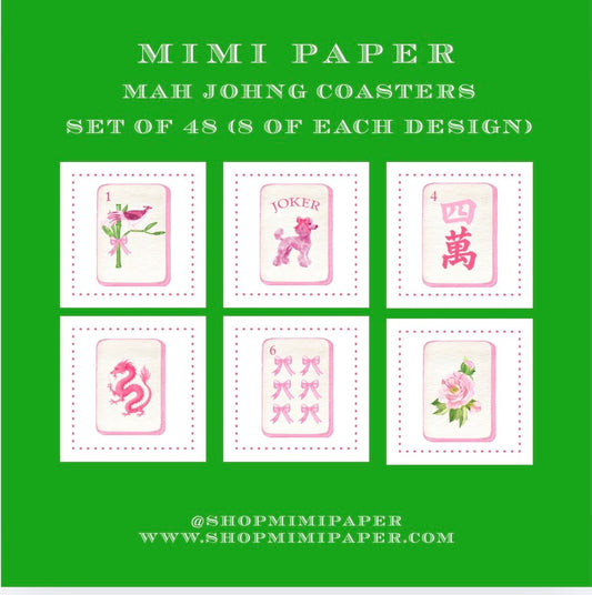 Mimi Paper Coasters - Mahjong Pink Chinoiserie
