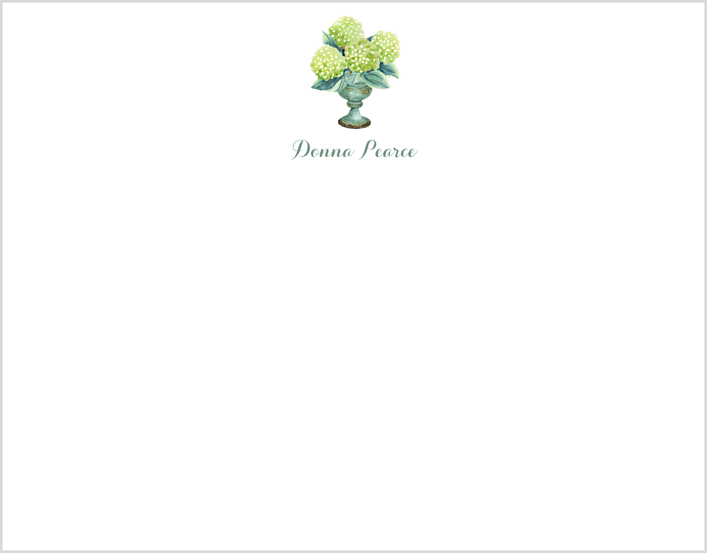 Mimi Paper Flat Note Personalized - Limelight Hydrangeas