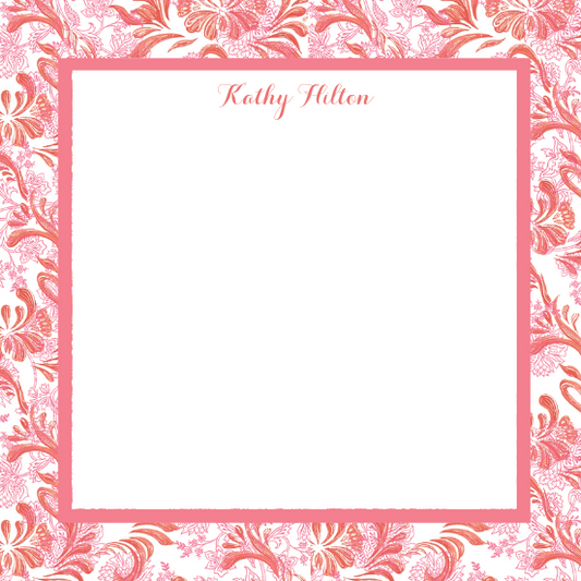 Mimi Paper Flat Notepad Personalized - Floral Pink Orange