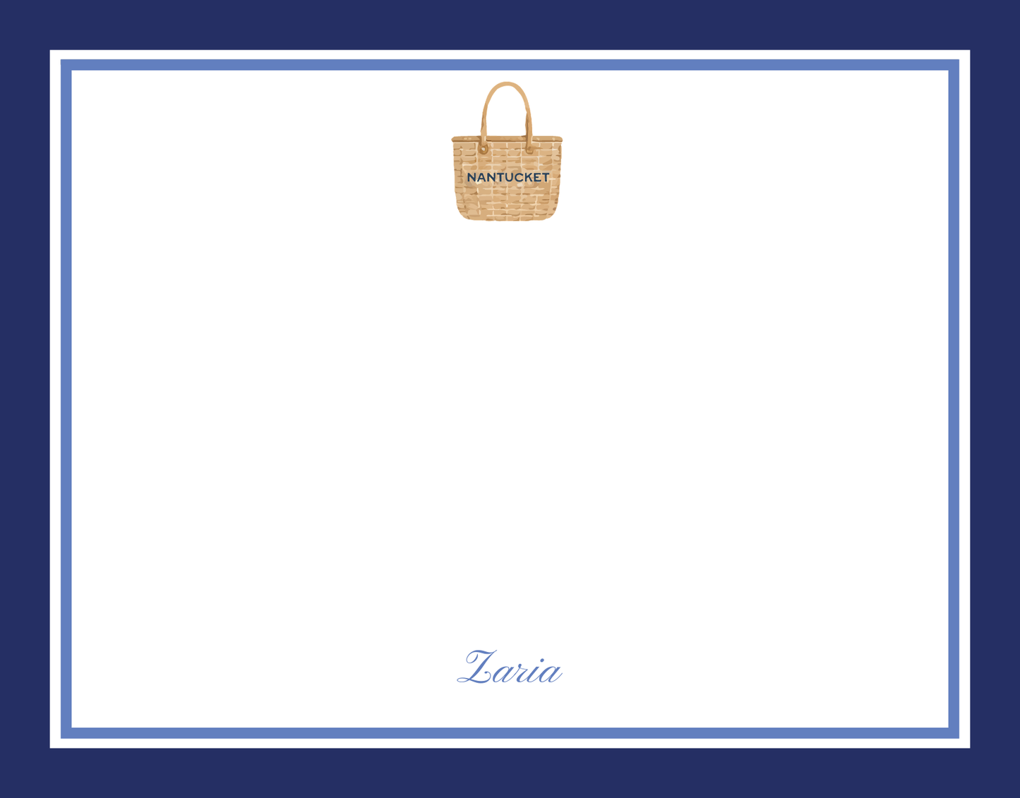 Mimi Paper Flat Note Personalized - Nantucket Straw Bag
