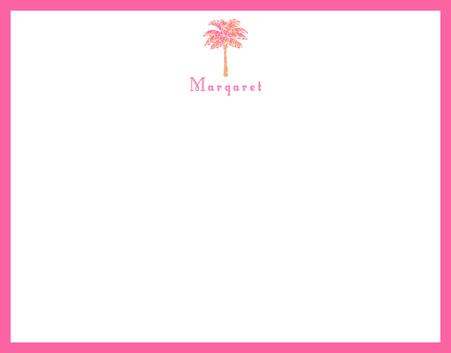 Mimi Paper Flat Note Personalized - Palm Tree Pink