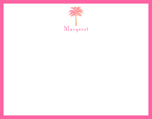 Mimi Paper Flat Note Personalized - Palm Tree Pink