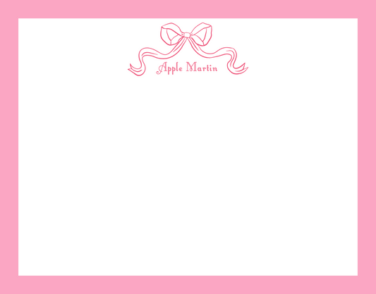 Mimi Paper Flat Note Personalized - Loopy Pink Bow