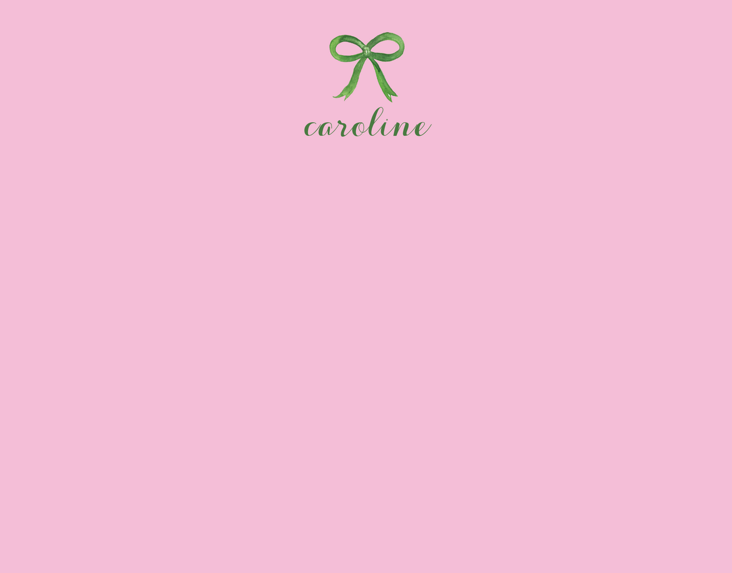 Mimi Paper Flat Note Personalized - Pink Notes Green Bow