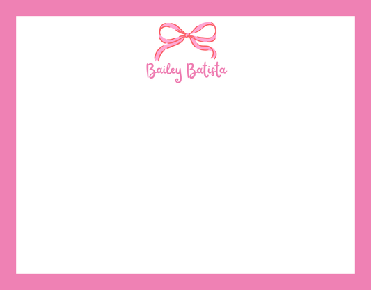 Mimi Paper Flat Note Personalized - Pink Bow