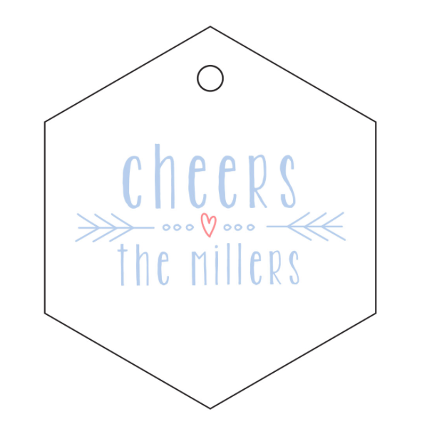 Letterpress Tag - T90 Cheers with Heart