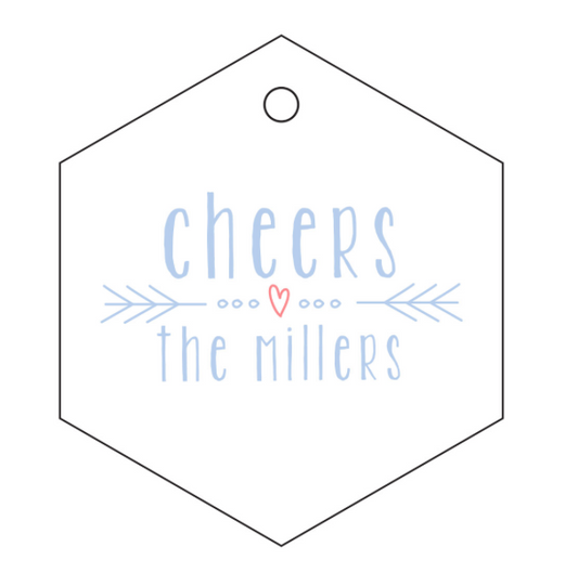 Letterpress Tag - T90 Cheers with Heart