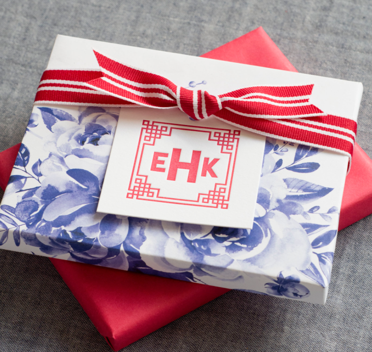 Letterpress Tag - T225 Lattice Monogram
