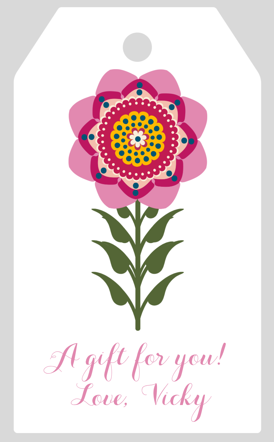 Mimi Paper Large Gift Tag Personalized - Folk Art Flower 5