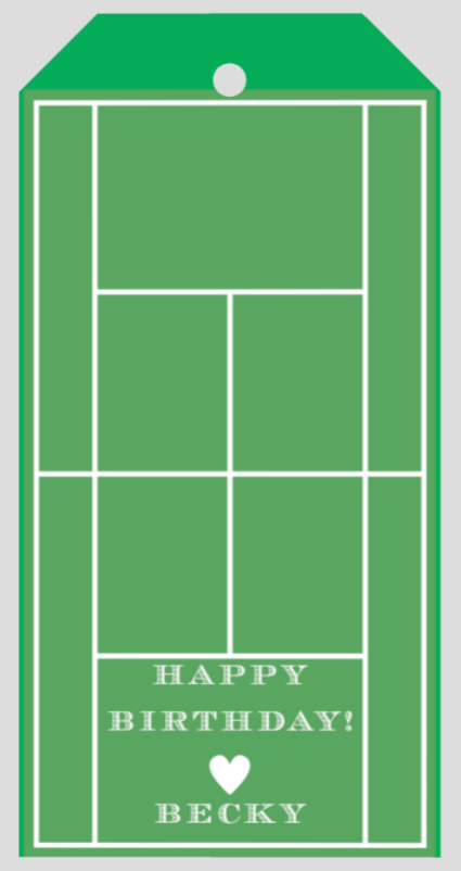 Mimi Paper Large Gift Tag Personalized - Tennis Court