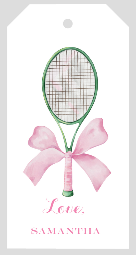 Mimi Paper Large Gift Tag Personalized - Tennis Racquet with Bow