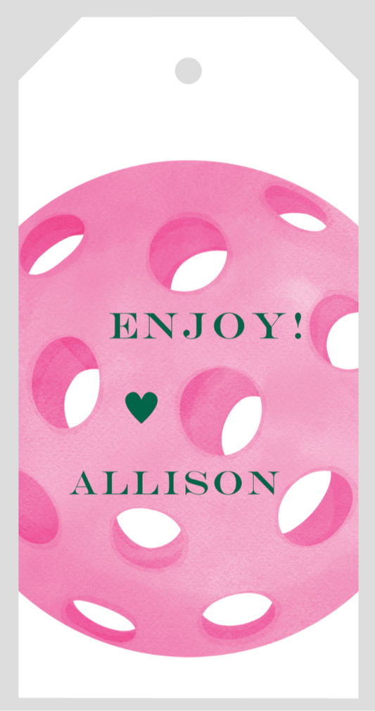 Mimi Paper Large Gift Tag Personalized - Pink Pickleball