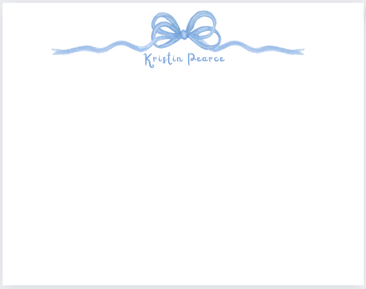 Mimi Paper Flat Note Personalized - Long Blue Bow