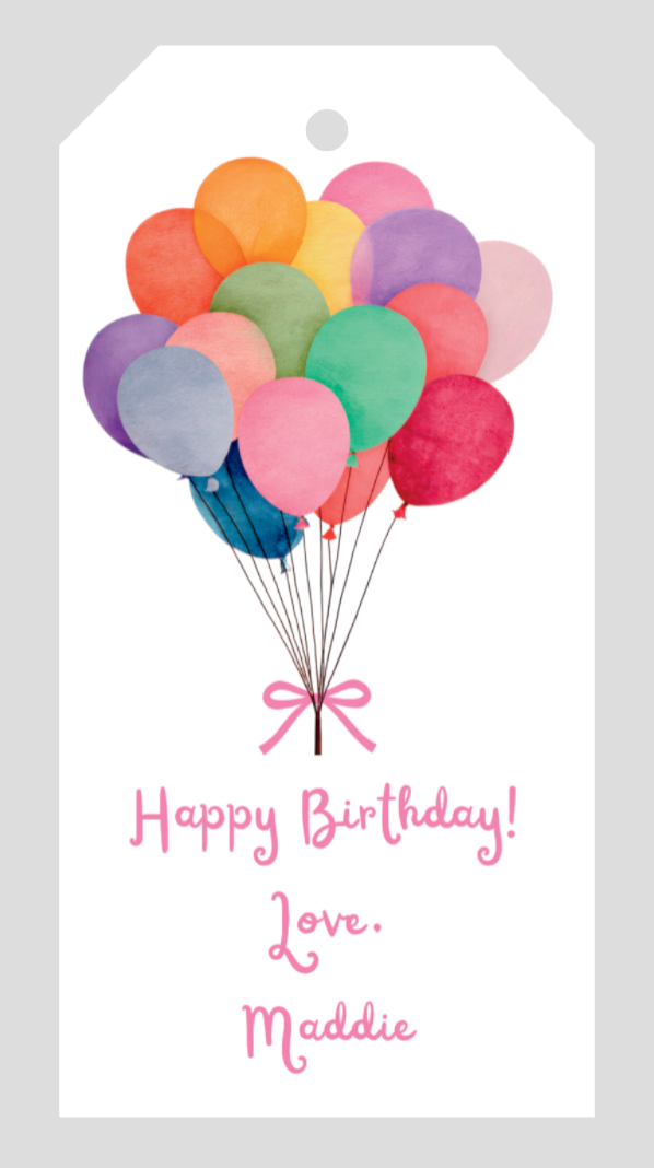 Mimi Paper Large Gift Tag Personalized - Balloons
