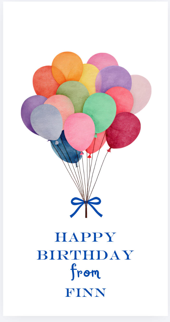 Mimi Paper Large Gift Tag Personalized - Balloons