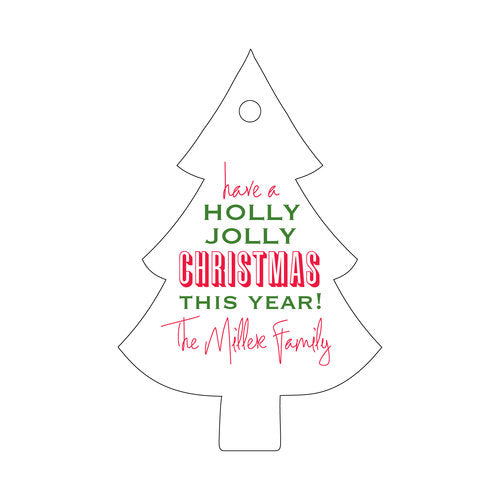 Letterpress Tag Holiday- T96 Holly Jolly