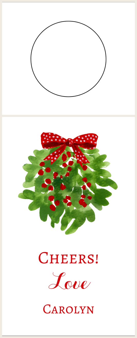 Mimi Paper Wine Tag Personalized - Holiday Mistletoe