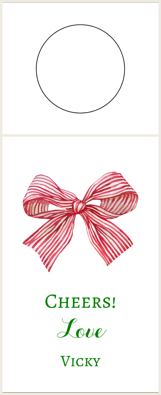 Mimi Paper Wine Tag Personalized - Holiday Bow