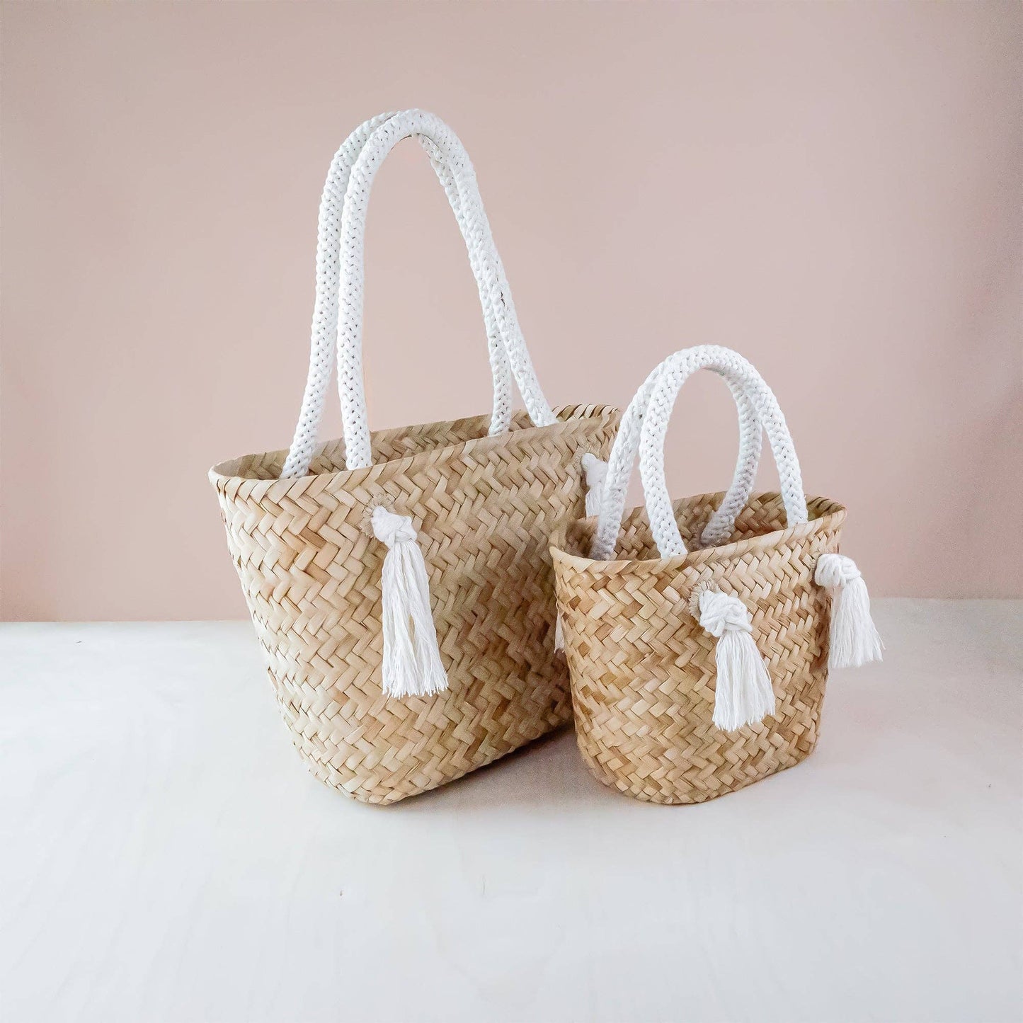 Small Classic Market Tote with Braided Handles Oat