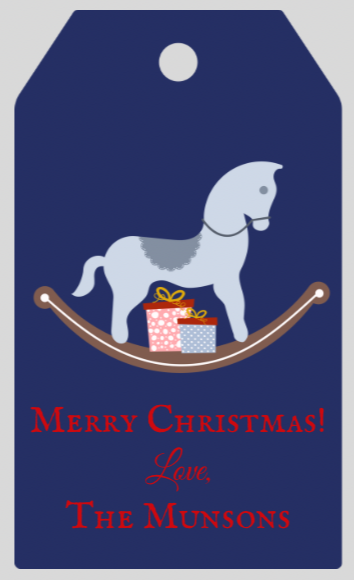 Mimi Paper Holiday Large Gift Tag Personalized - Blue Tag Hobby Horse