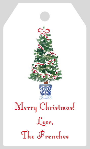 Mimi Paper Holiday Large Gift Tag Personalized - Chinoiserie Christmas Tree