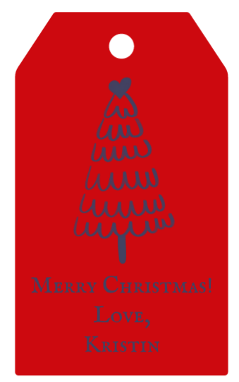 Mimi Paper Holiday Large Gift Tag Personalized - Red Tag Blue Tree