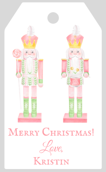 Mimi Paper Holiday Large Gift Tag Personalized - Pink Nutcrackers