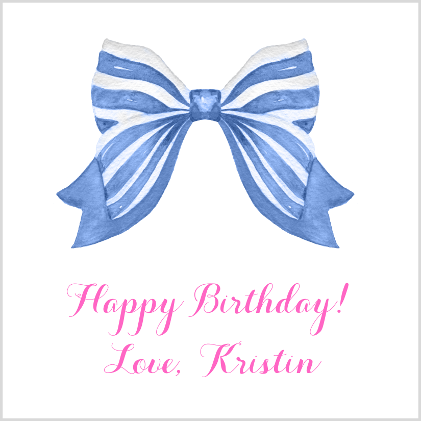 Mimi Paper Sticker - Bow Cornflower Blue Stripe