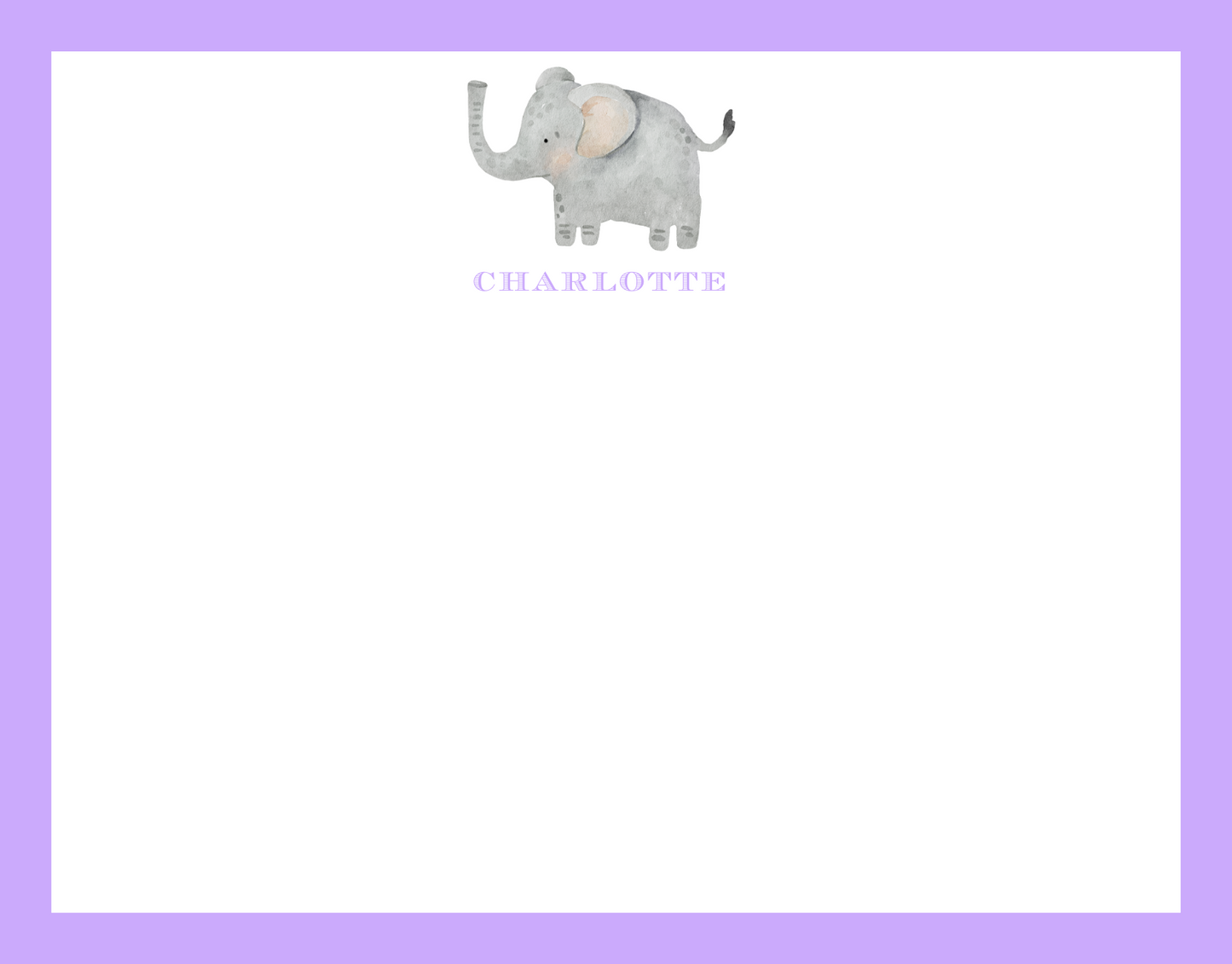 Mimi Paper Flat Note Personalized - Elephant